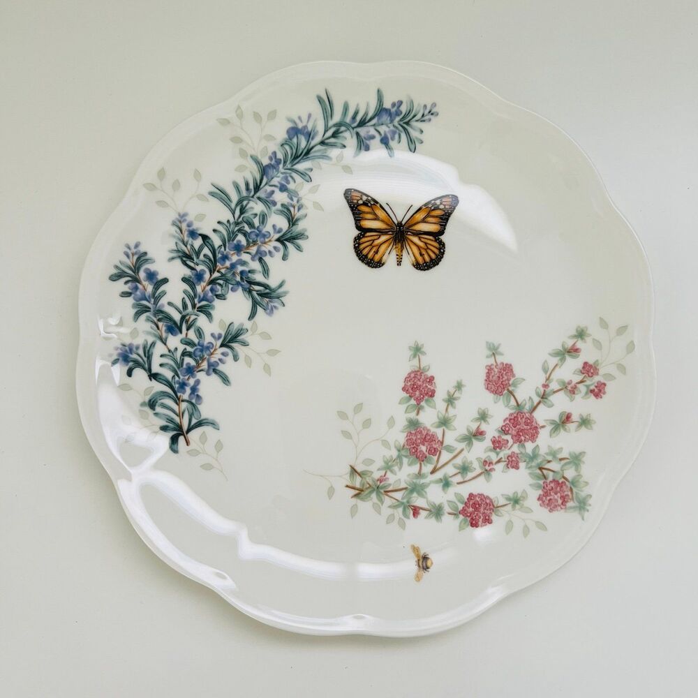 LENOX Butterfly Meadow Herbs Scalloped Edge Monarch Butterfly Dinner Plate